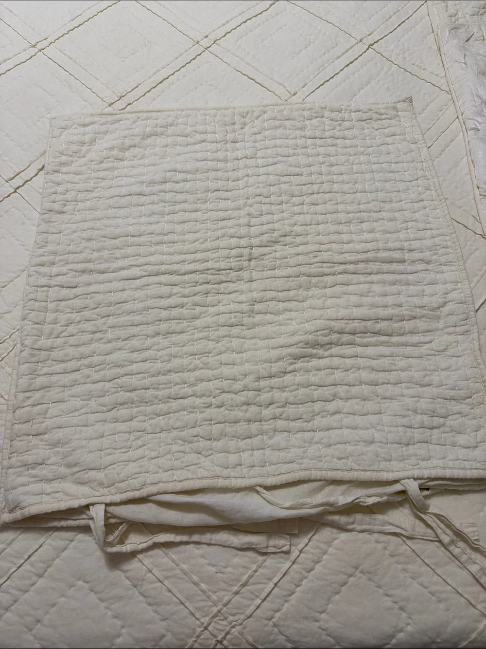Pottery Barn King Size Ivory Quilt and Euro Sham Set